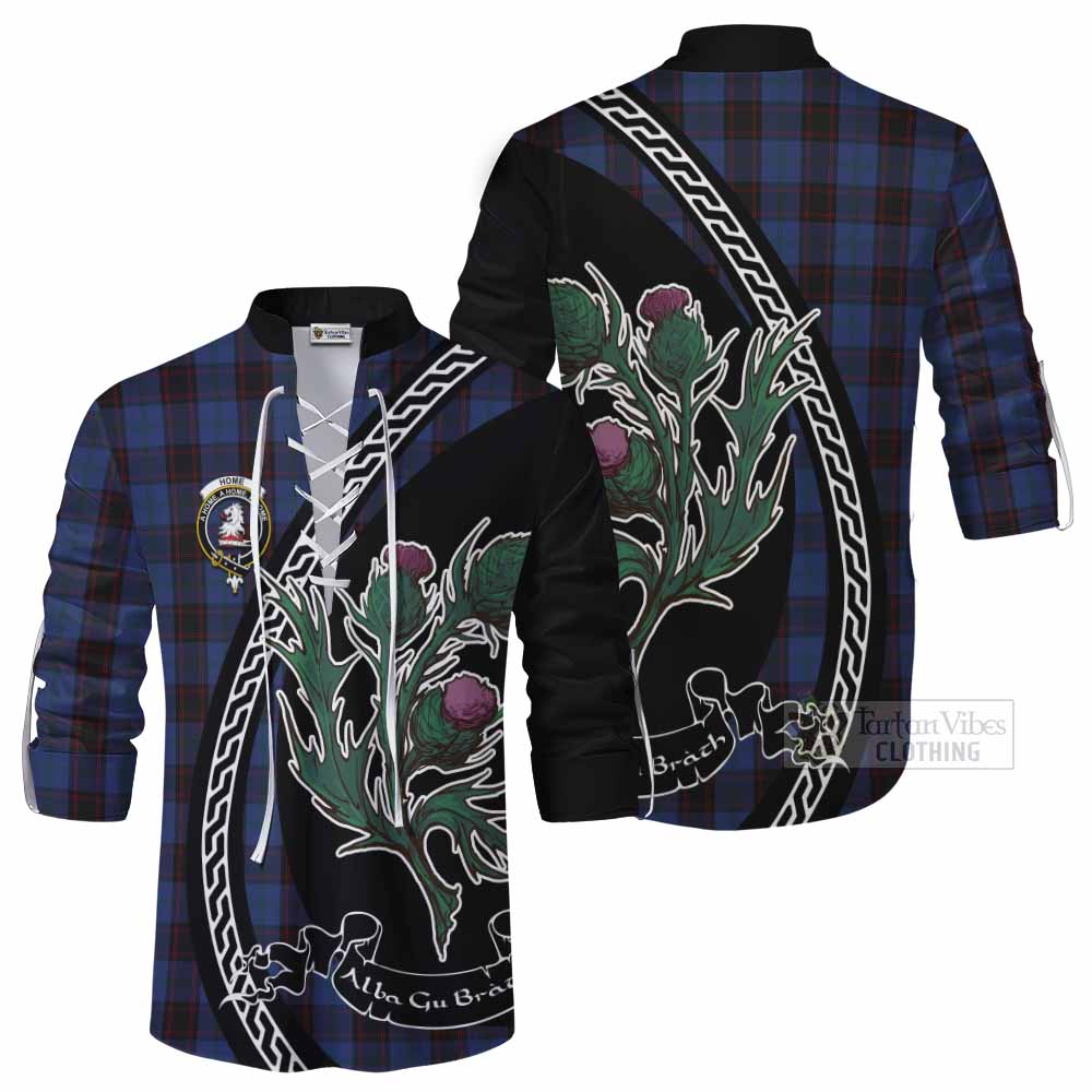 Home (Hume) Family Crest Tartan Ghillie Shirt Alba Thistle Inspired - Tartan Vibes Clothing