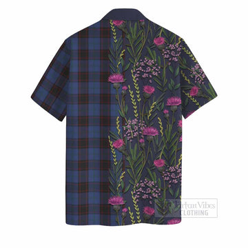 Home (Hume) Family Crest Tartan Hawaiian Shirt Scottish Thistle Flower Pattern Half Style - Tartan Vibes Clothing