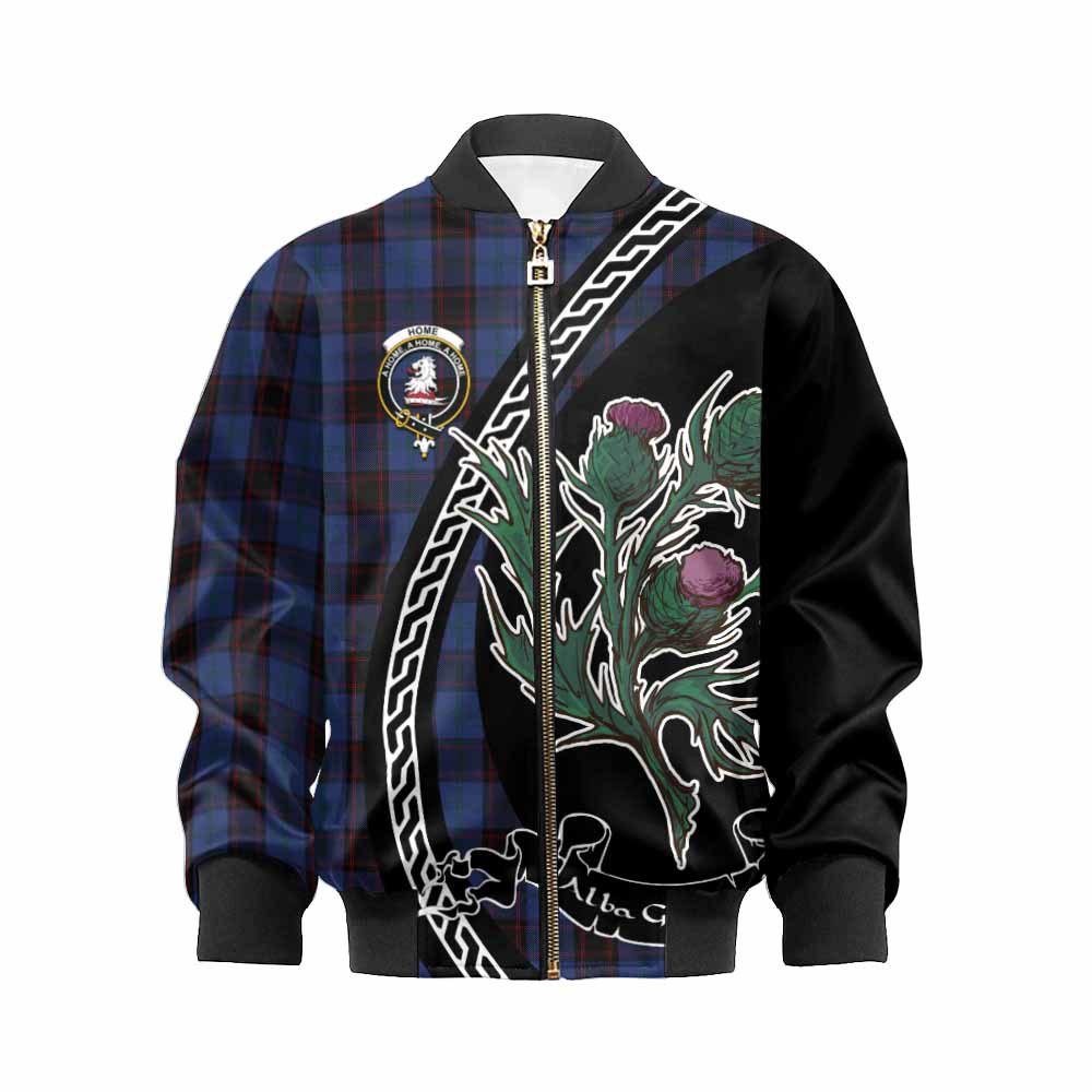 Home (Hume) Family Crest Tartan Kid Bomber Jacket Alba Thistle Inspired - Tartan Vibes Clothing