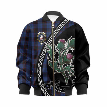 Home (Hume) Family Crest Tartan Kid Bomber Jacket Alba Thistle Inspired