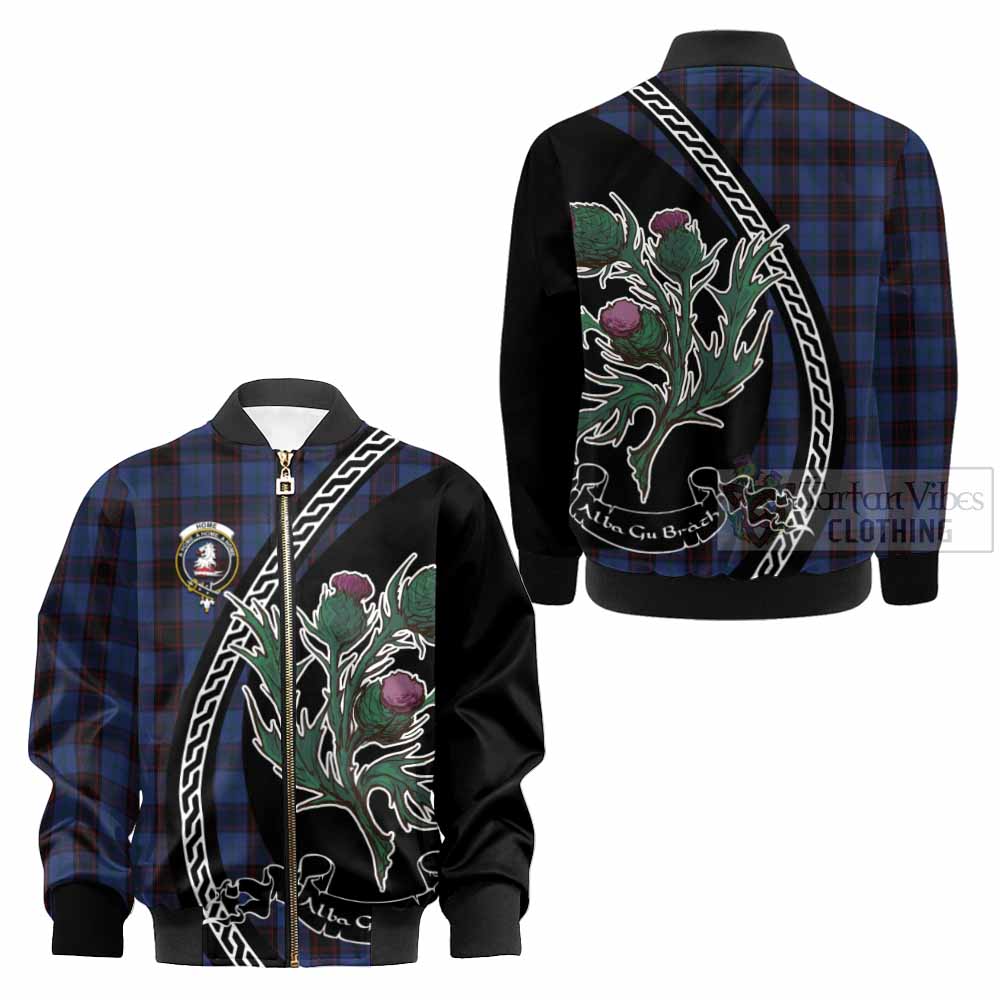 Home (Hume) Family Crest Tartan Kid Bomber Jacket Alba Thistle Inspired - Tartan Vibes Clothing