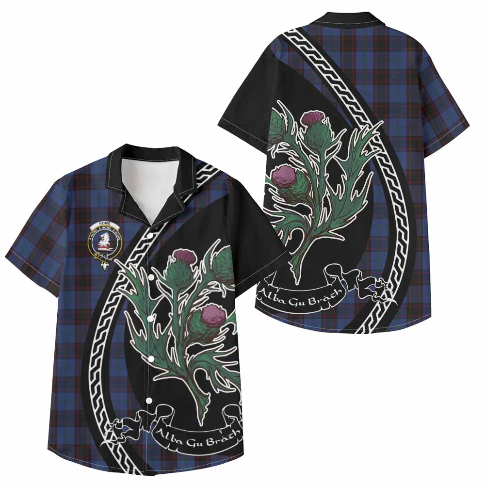 Home (Hume) Family Crest Tartan Kid Hawaiian Shirt Alba Thistle Inspired - Tartan Vibes Clothing