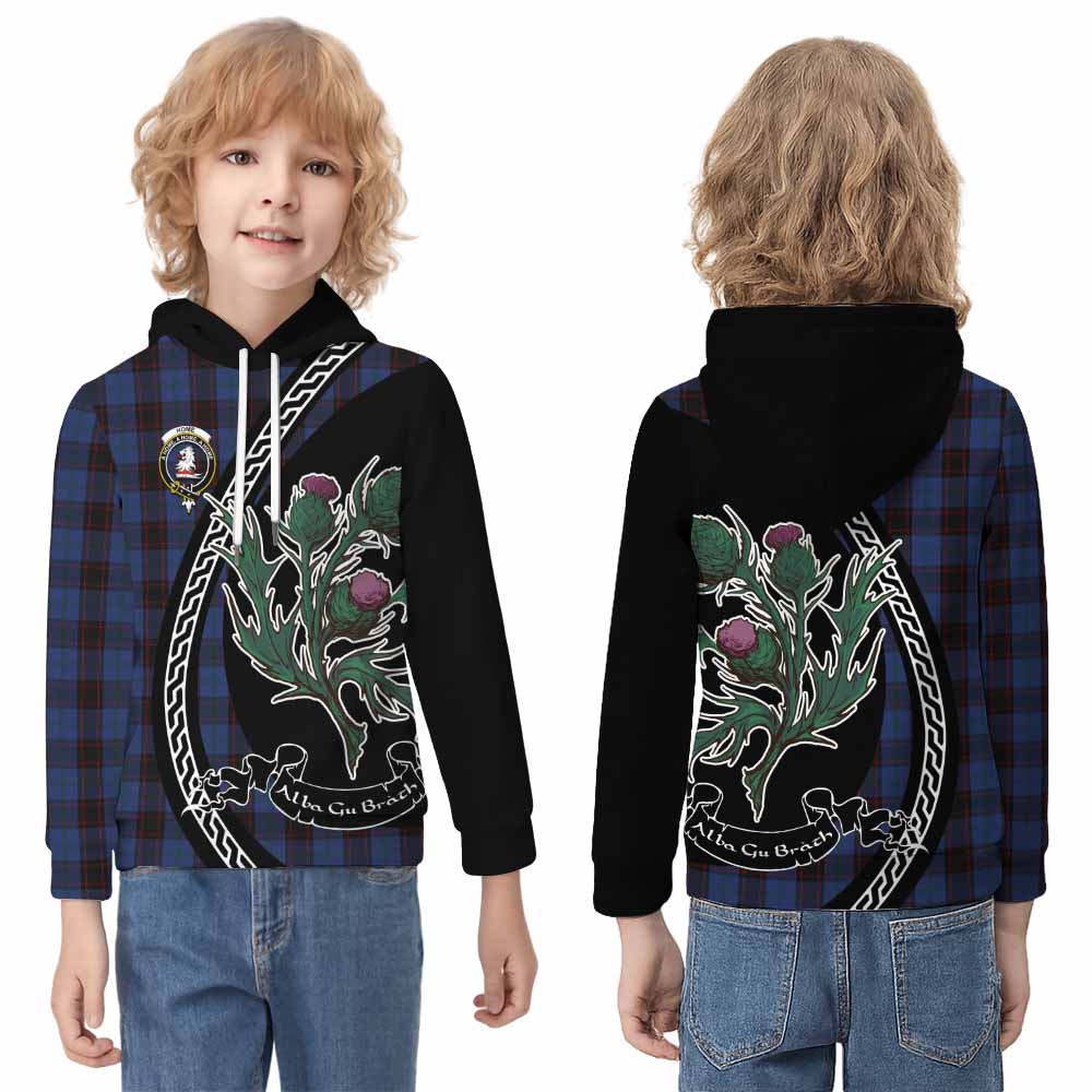 Home (Hume) Family Crest Tartan Kid Hoodie Alba Thistle Inspired - Tartan Vibes Clothing
