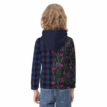 Home (Hume) Family Crest Tartan Kid Hoodie Scottish Thistle Flower Pattern Half Style