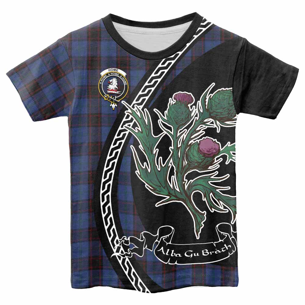 Home (Hume) Family Crest Tartan Kid T-shirt Alba Thistle Inspired - Tartan Vibes Clothing