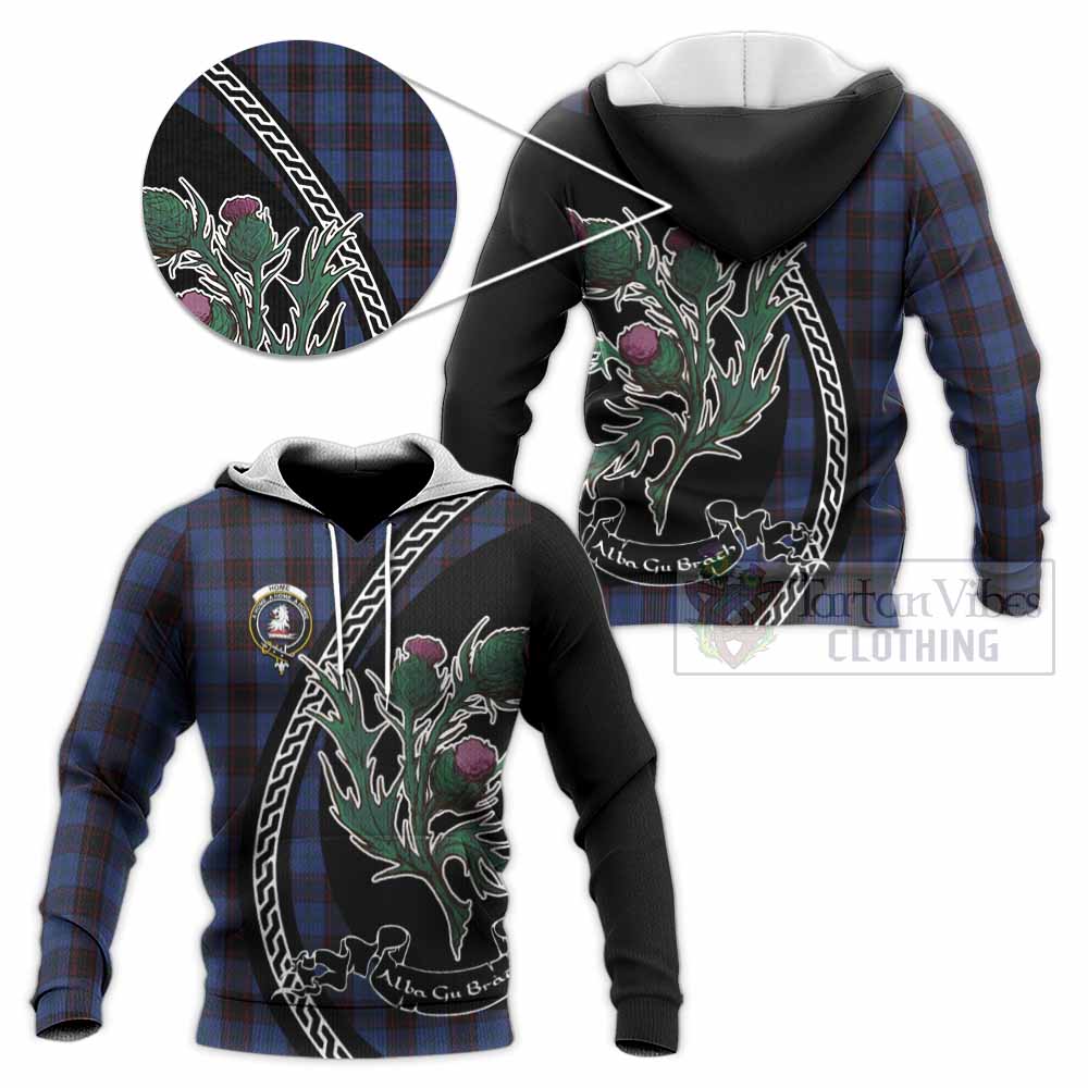 Home (Hume) Family Crest Tartan Knitted Hoodie Alba Thistle Inspired - Tartan Vibes Clothing