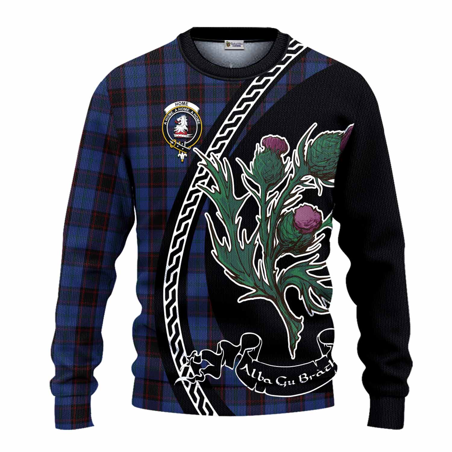 Home (Hume) Family Crest Tartan Knitted Sweater Alba Thistle Inspired - Tartan Vibes Clothing