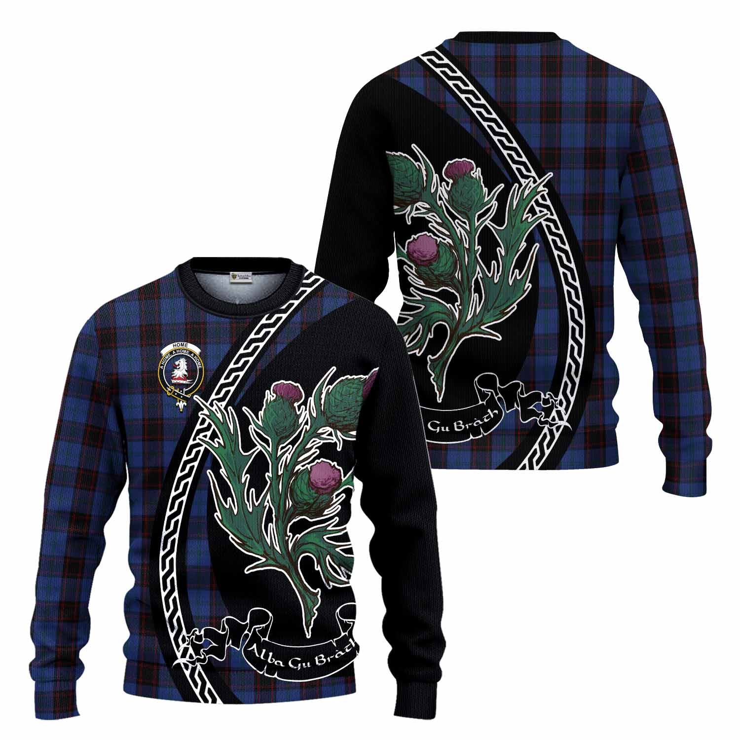 Home (Hume) Family Crest Tartan Knitted Sweater Alba Thistle Inspired - Tartan Vibes Clothing