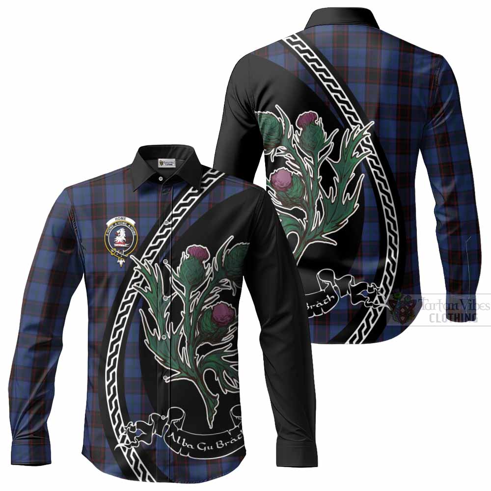 Home (Hume) Family Crest Tartan Long Sleeve Button Shirts Alba Thistle Inspired - Tartan Vibes Clothing