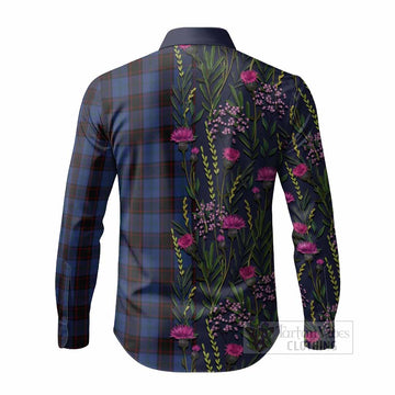 Home (Hume) Family Crest Tartan Long Sleeve Button Shirts Scottish Thistle Flower Pattern Half Style