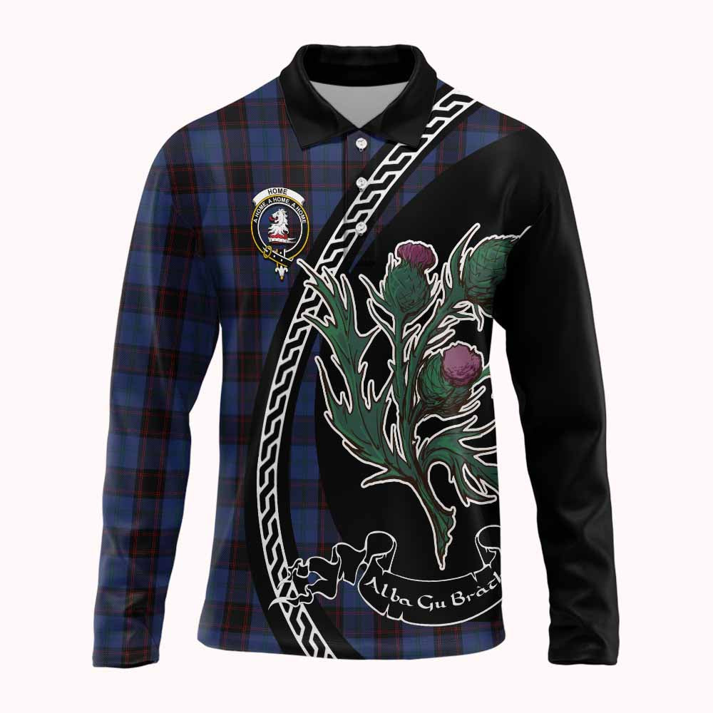 Home (Hume) Family Crest Tartan Long Sleeve Polo Shirt Alba Thistle Inspired - Tartan Vibes Clothing