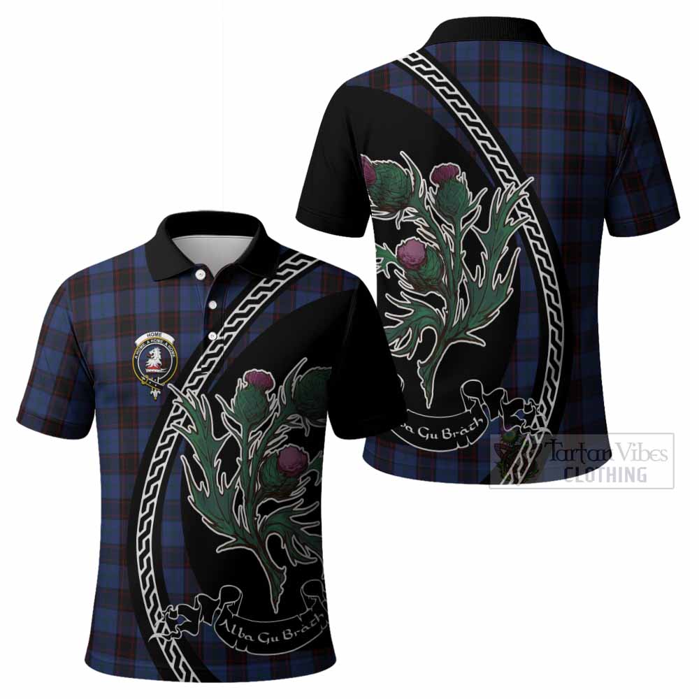 Home (Hume) Family Crest Tartan Polo Shirt Alba Thistle Inspired - Tartan Vibes Clothing
