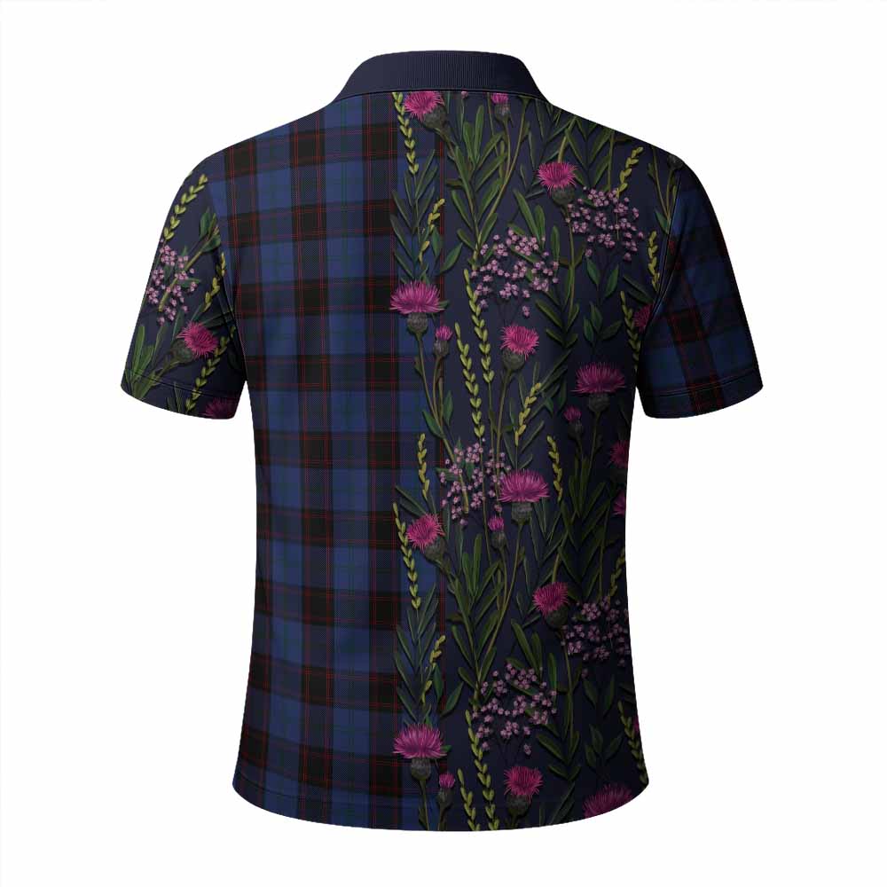 Home (Hume) Family Crest Tartan Polo Shirt Scottish Thistle Flower Pattern Half Style - Tartan Vibes Clothing