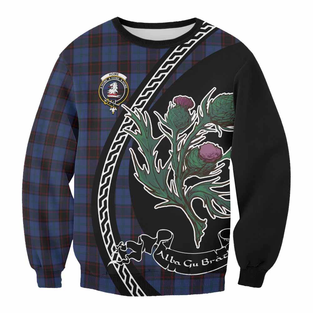 Home (Hume) Family Crest Tartan Sweatshirt Alba Thistle Inspired - Tartan Vibes Clothing