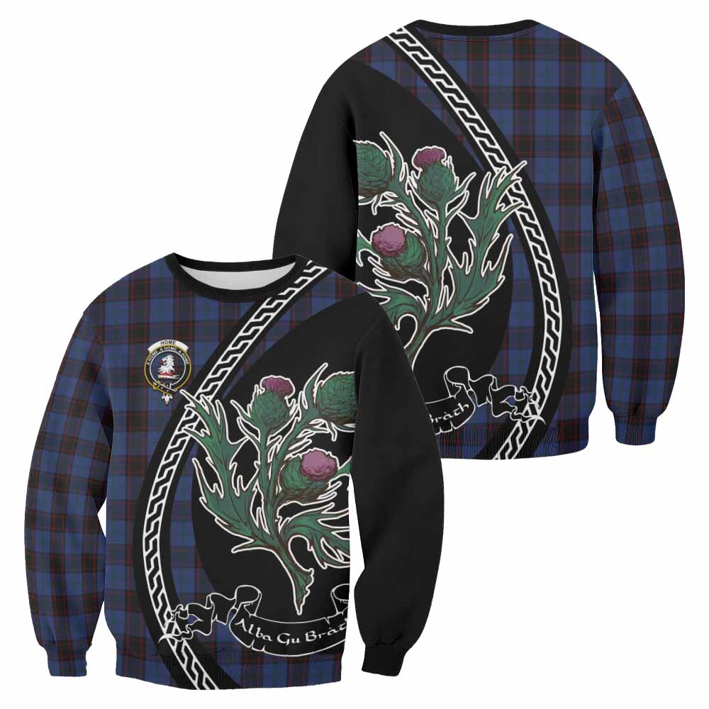 Home (Hume) Family Crest Tartan Sweatshirt Alba Thistle Inspired - Tartan Vibes Clothing