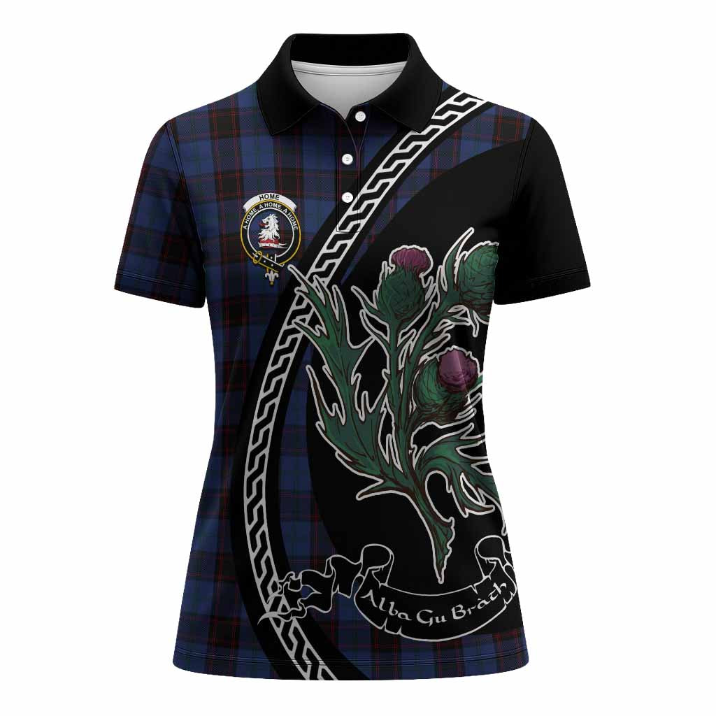 Home (Hume) Family Crest Tartan Women Polo Shirt Alba Thistle Inspired - Tartan Vibes Clothing