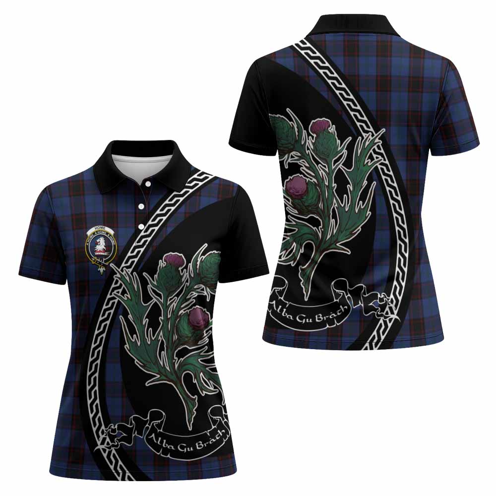 Home (Hume) Family Crest Tartan Women Polo Shirt Alba Thistle Inspired - Tartan Vibes Clothing