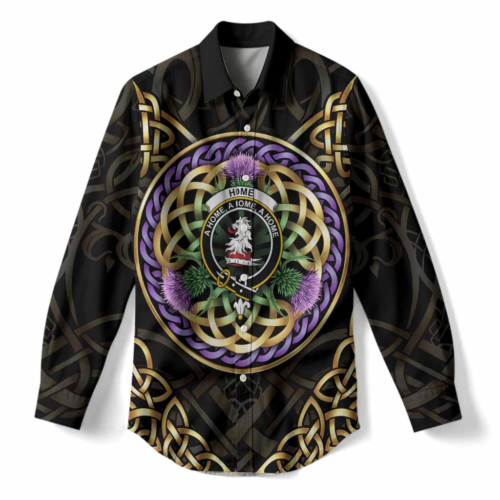 Home (Hume) Scottish Clan Crest Women Casual Shirt Celtic Scottish Thistle