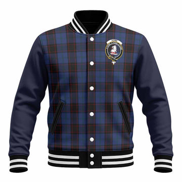 Home (Hume) Tartan Accent Baseball Jacket with Family Crest