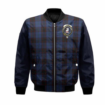 Home (Hume) Tartan Accent Bomber Jacket with Family Crest