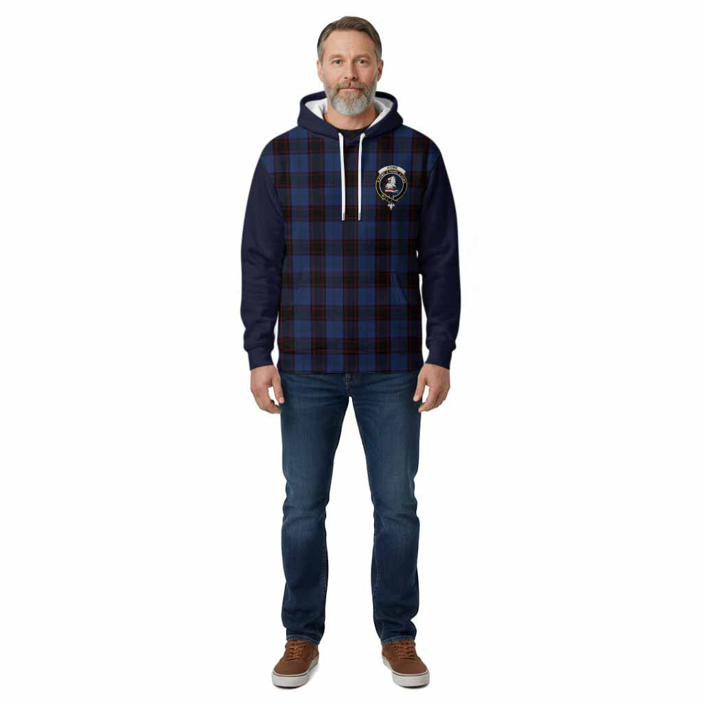 Home (Hume) Tartan Accent Cotton Hoodie with Family Crest