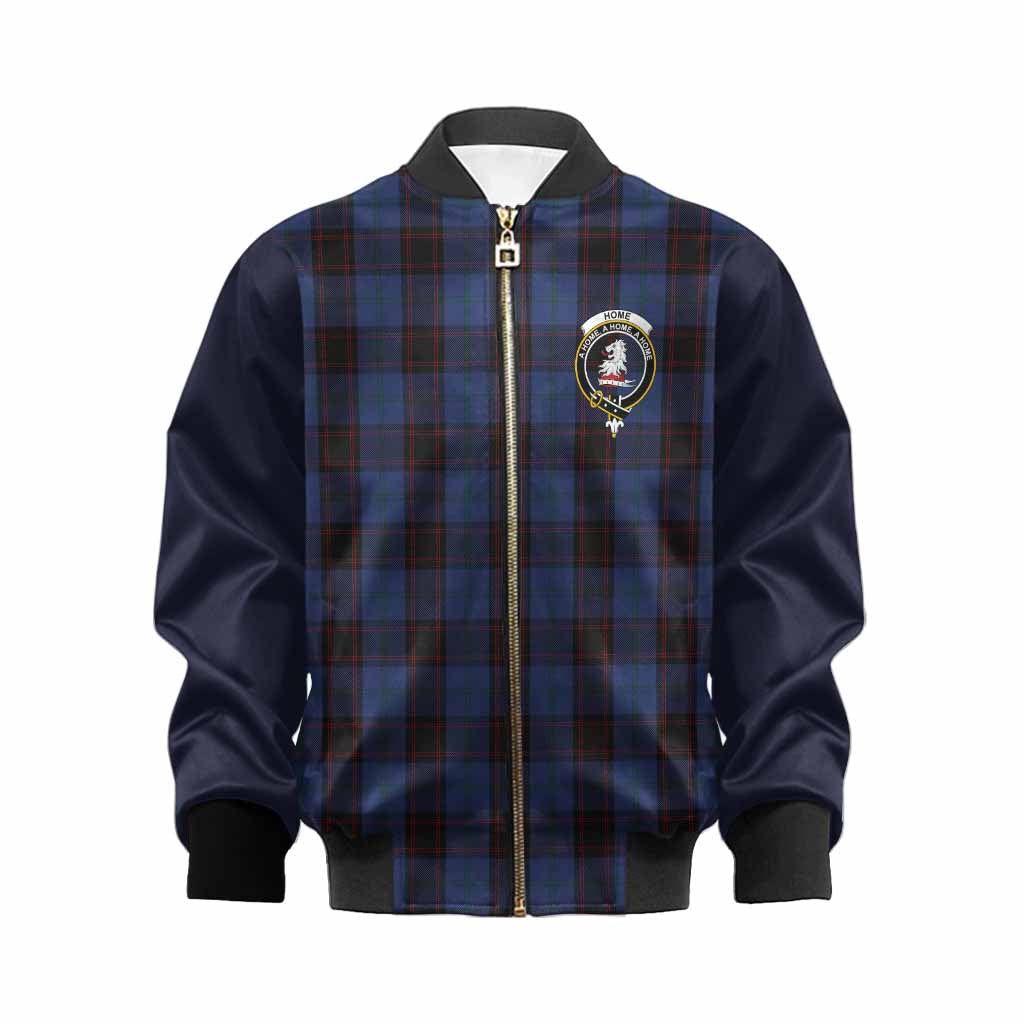 Home (Hume) Tartan Accent Kid Bomber Jacket with Family Crest