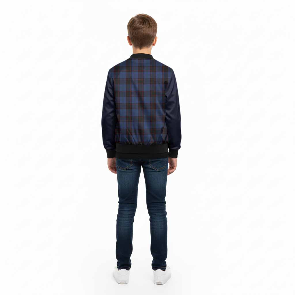 Home (Hume) Tartan Accent Kid Bomber Jacket with Family Crest