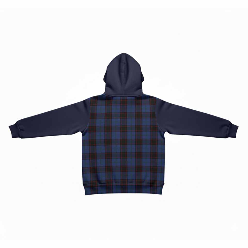 Home (Hume) Tartan Accent Kid Hoodie with Family Crest