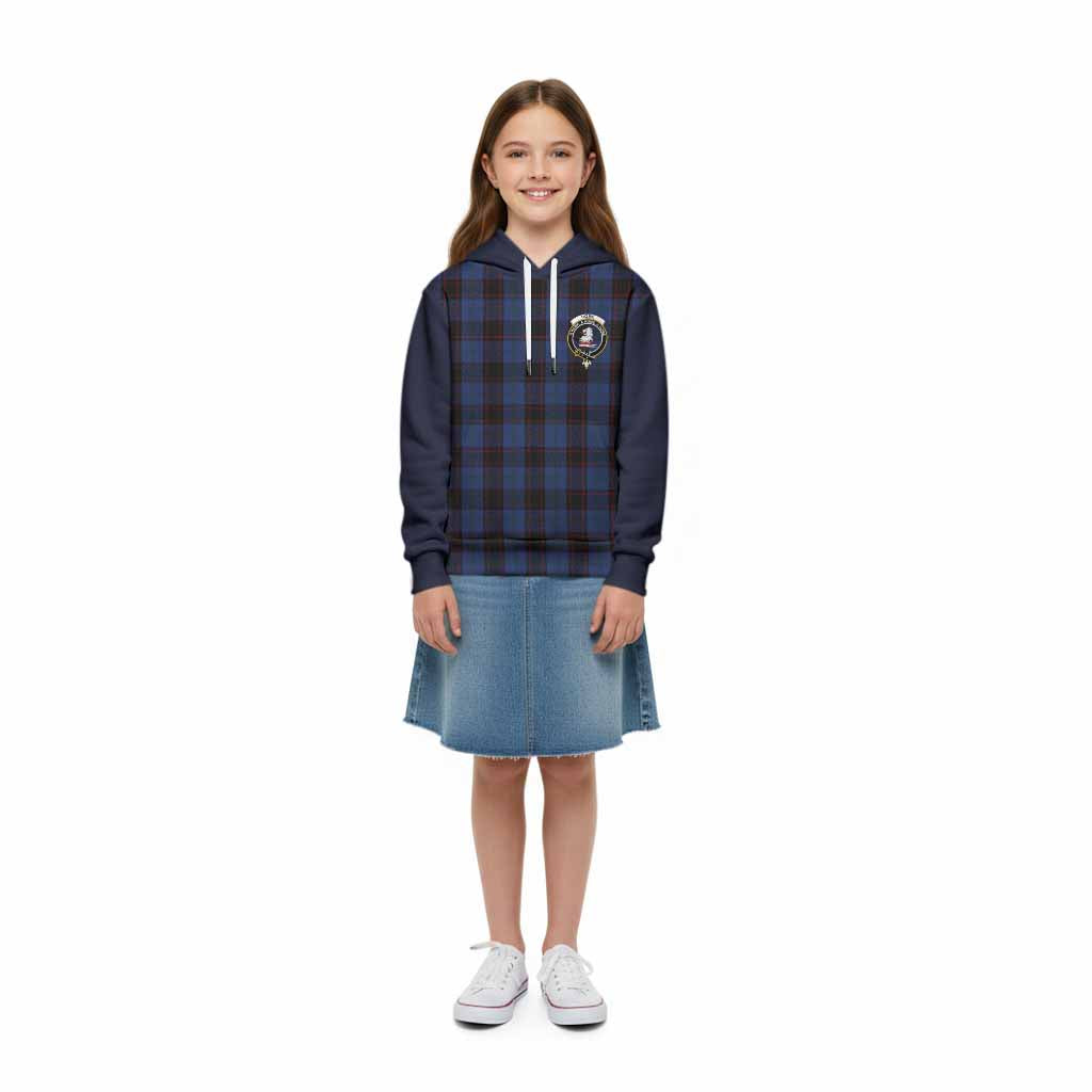 Home (Hume) Tartan Accent Kid Hoodie with Family Crest