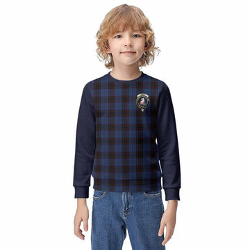 Home (Hume) Tartan Accent Kid Knitted Sweatshirt with Family Crest