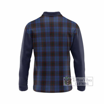 Home (Hume) Tartan Accent Long Sleeve Polo Shirt with Family Crest