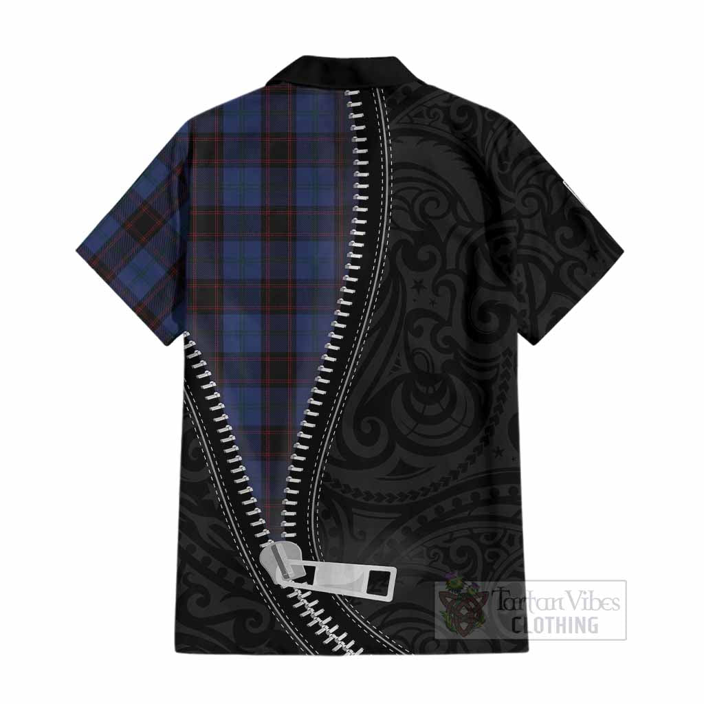 Home (Hume) Tartan Cotton Hawaiian Shirt New Zealand Pattern Unique Zipper Stylized