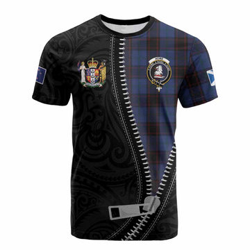 Home (Hume) Tartan Cotton T-shirt New Zealand Pattern Unique Zipper Stylized