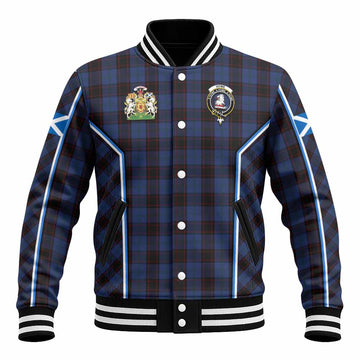 Home (Hume) Tartan Crest Baseball Jacket Scotland Coat of Arm Flag Style