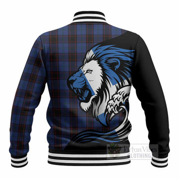 Home (Hume) Tartan Crest Baseball Jacket Scottish Golden Lions Wave Flow