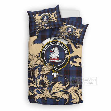 Home (Hume) Tartan Crest Bedding Set with Scottish Iconic Symbols 