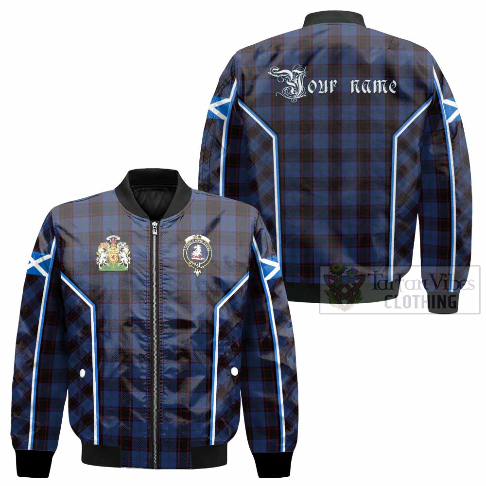 Home (Hume) Tartan Crest Bomber Jacket Scotland Coat of Arm Flag Style - Tartan Vibes Clothing