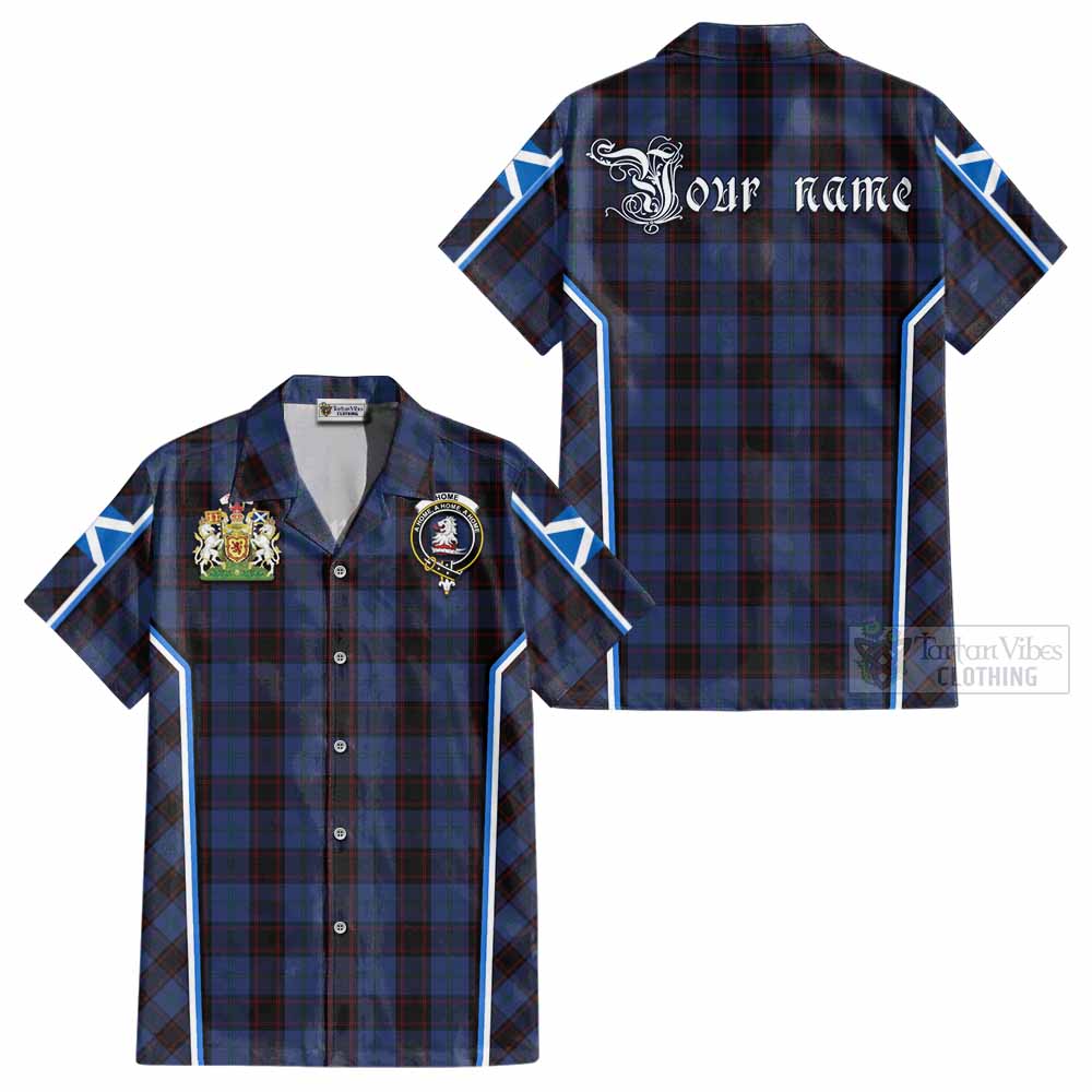 Home (Hume) Tartan Crest Cotton Hawaiian Shirt Scotland Coat of Arm Flag Style - Tartan Vibes Clothing