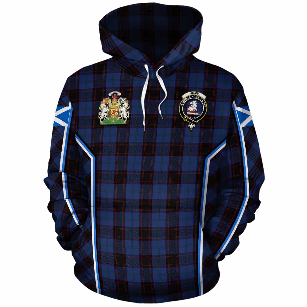 Home (Hume) Tartan Crest Cotton Hoodie Scotland Coat of Arm Flag Style - Tartan Vibes Clothing
