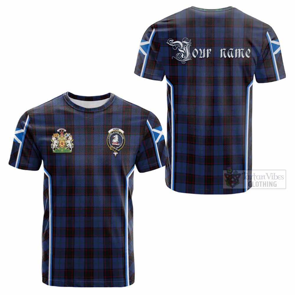 Home (Hume) Tartan Crest Cotton T-shirt Scotland Coat of Arm Flag Style - Tartan Vibes Clothing