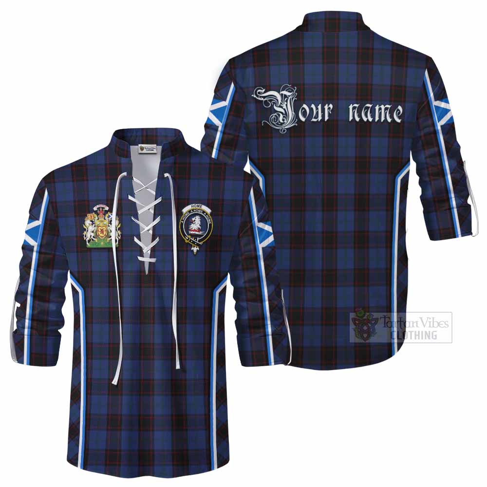 Home (Hume) Tartan Crest Ghillie Kilt Shirt Scotland Coat of Arm Flag Style - Tartan Vibes Clothing