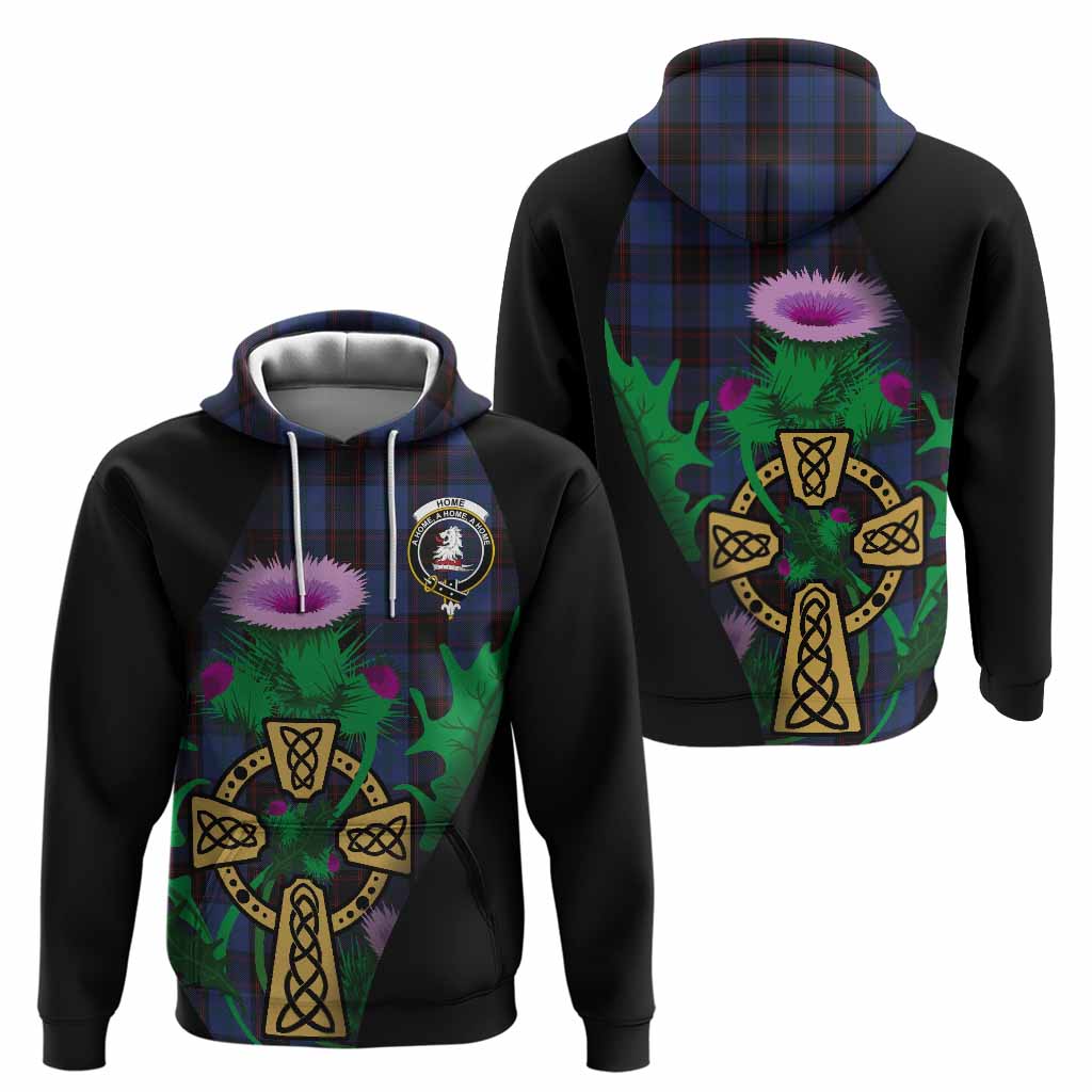 Home (Hume) Tartan Crest Hoodie Celtic Cross Thistle Flowers