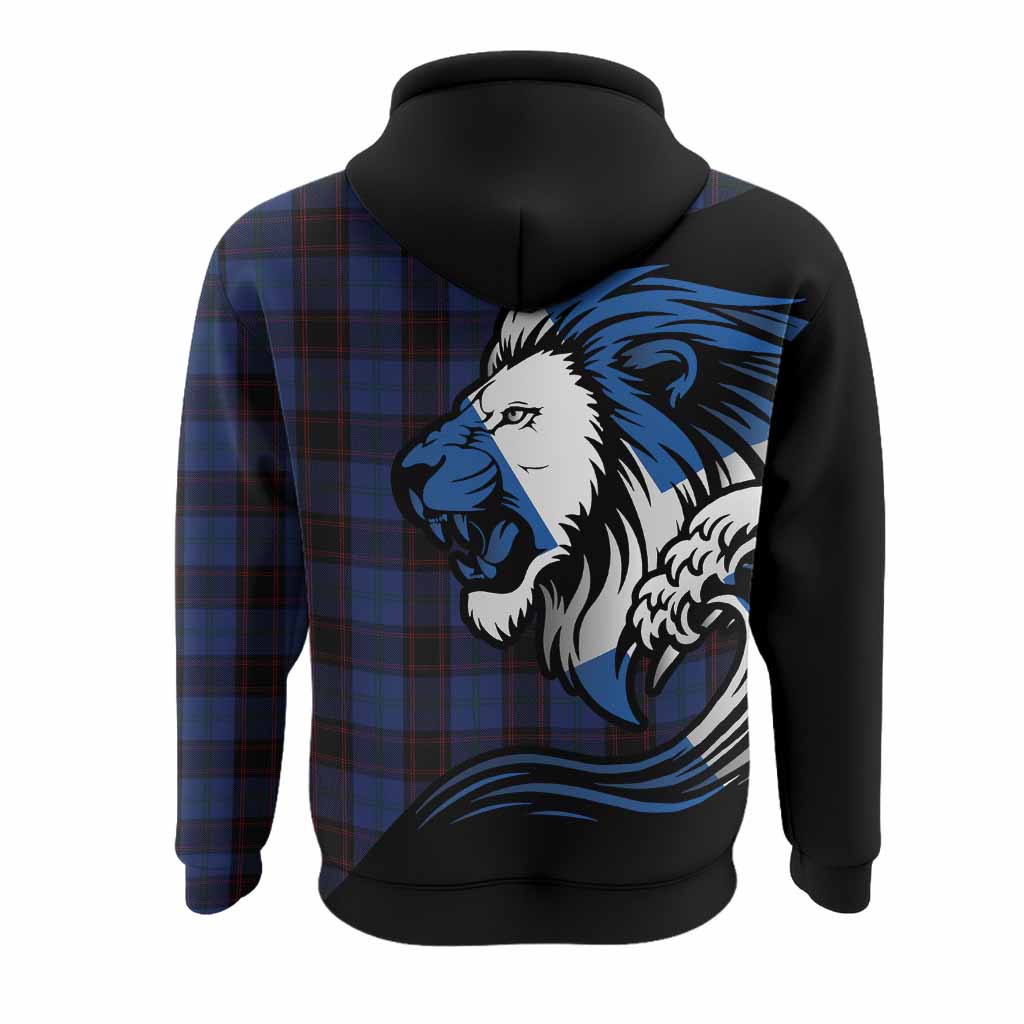 Home (Hume) Tartan Crest Hoodie Scottish Golden Lions Wave Flow