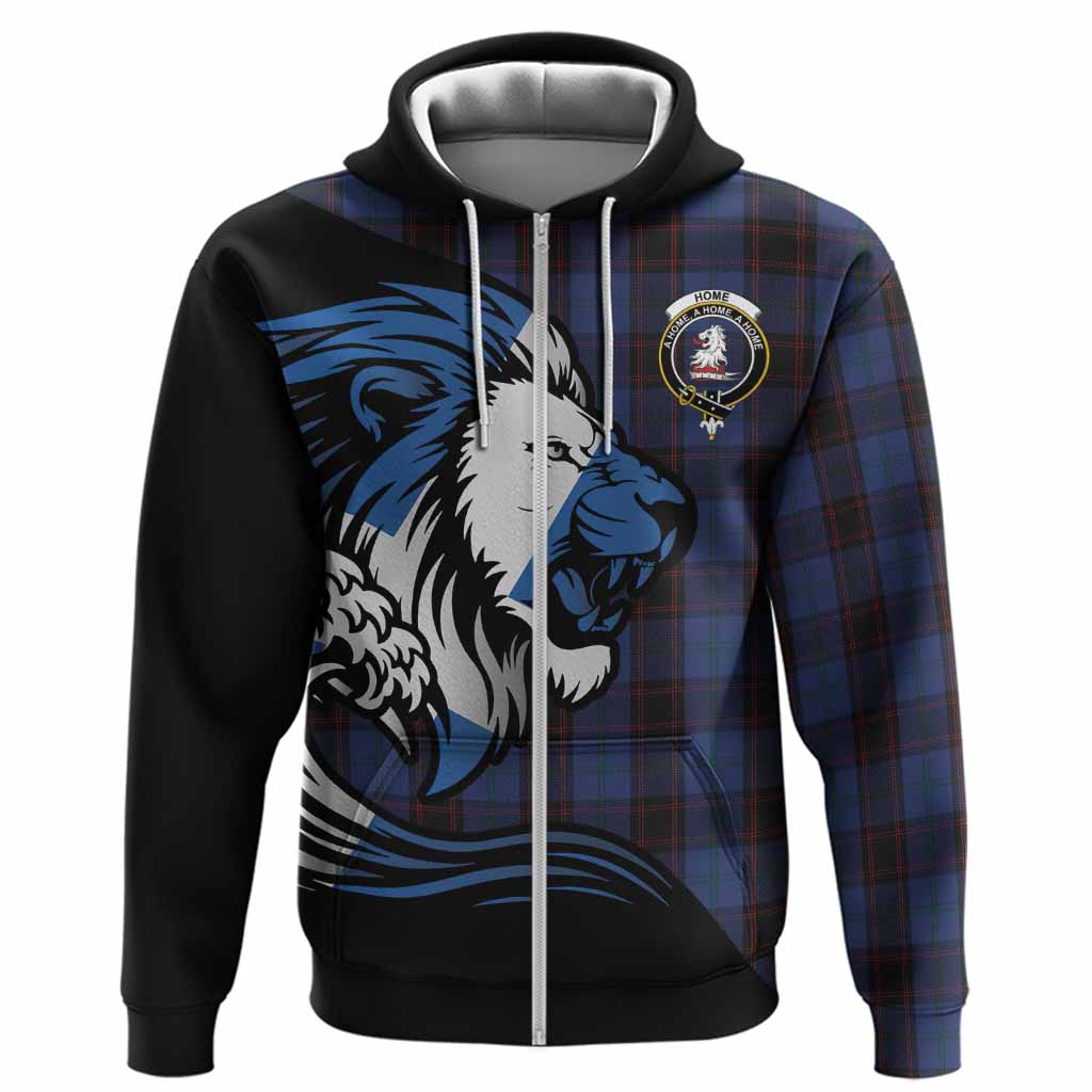 Home (Hume) Tartan Crest Hoodie Scottish Golden Lions Wave Flow