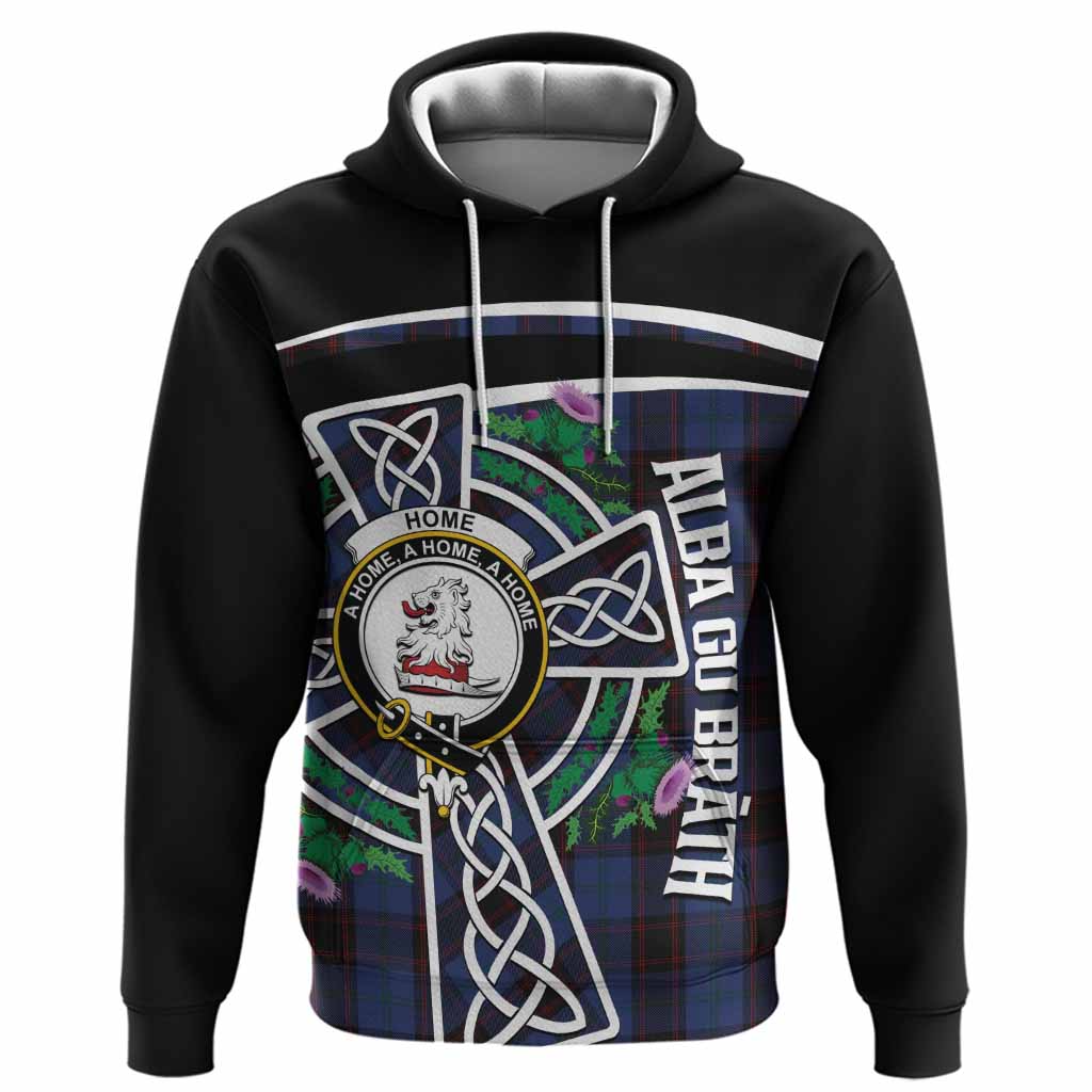 Home (Hume) Tartan Crest Hoodie Scottish Thistle Celtic Cross Alba Gu Brath