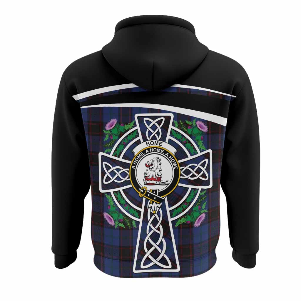 Home (Hume) Tartan Crest Hoodie Scottish Thistle Celtic Cross Alba Gu Brath