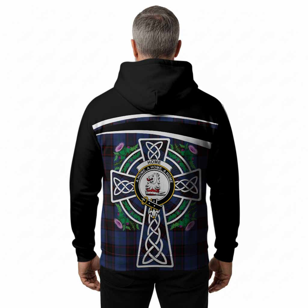 Home (Hume) Tartan Crest Hoodie Scottish Thistle Celtic Cross Alba Gu Brath