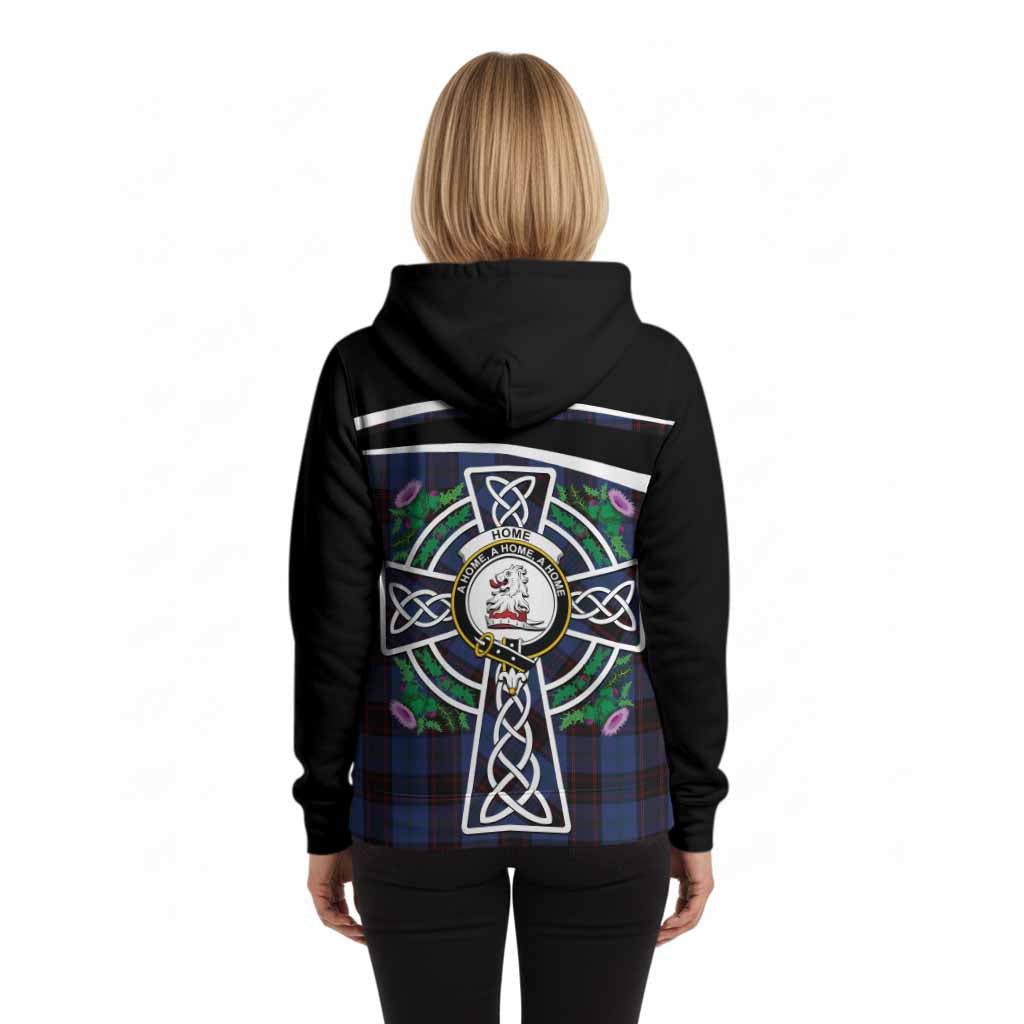 Home (Hume) Tartan Crest Hoodie Scottish Thistle Celtic Cross Alba Gu Brath