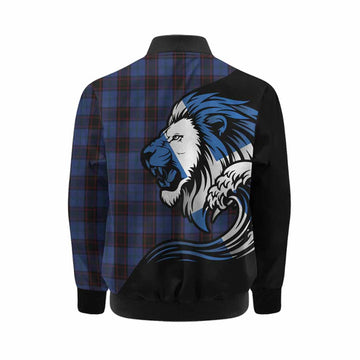Home (Hume) Tartan Crest Kid Bomber Jacket Scottish Golden Lions Wave Flow