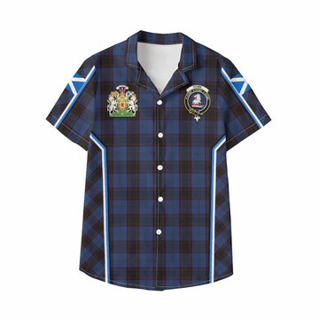 Home (Hume) Tartan Crest Kid Hawaiian Shirt Scotland Coat of Arm Flag Style